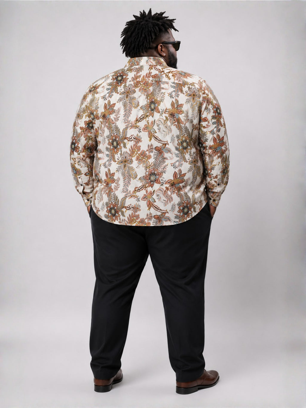 Plus Size Party Wear Satin Shirt - Cream