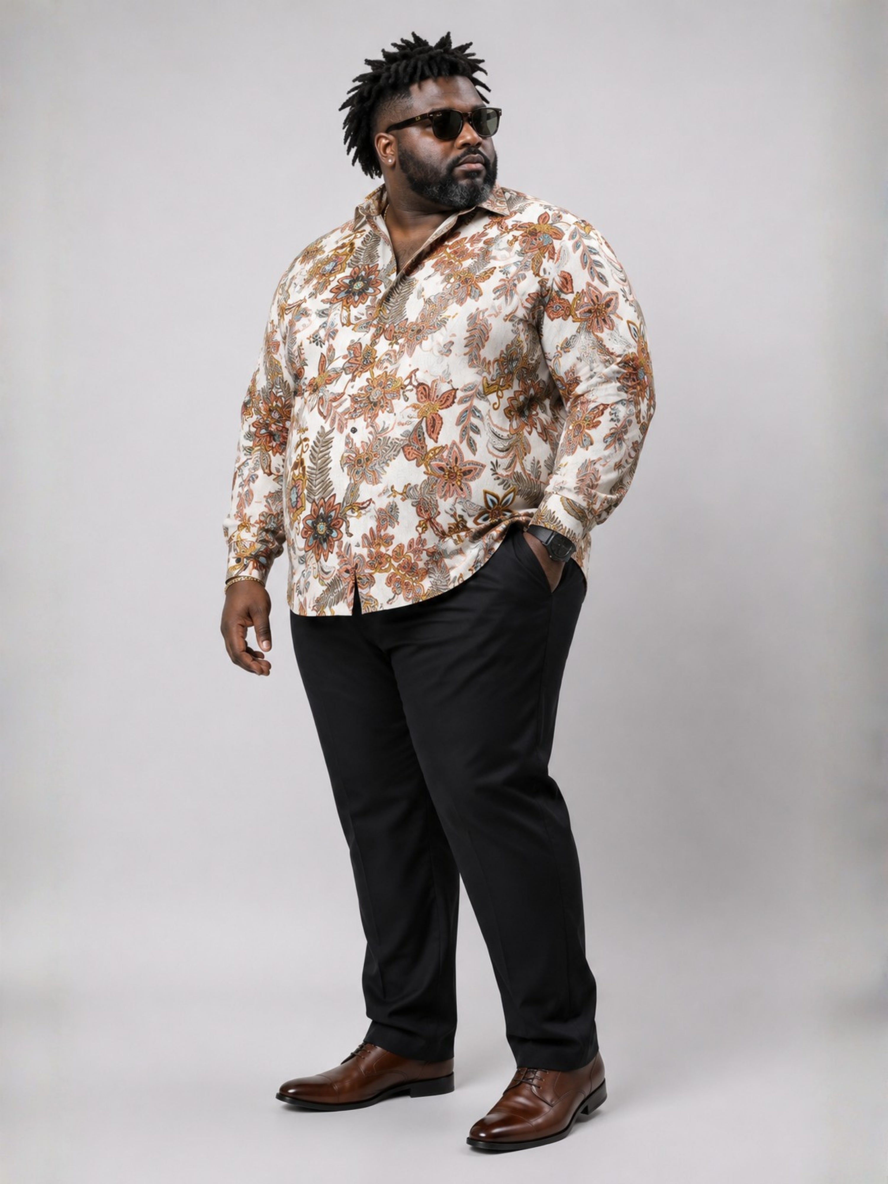 Plus Size Party Wear Satin Shirt - Cream