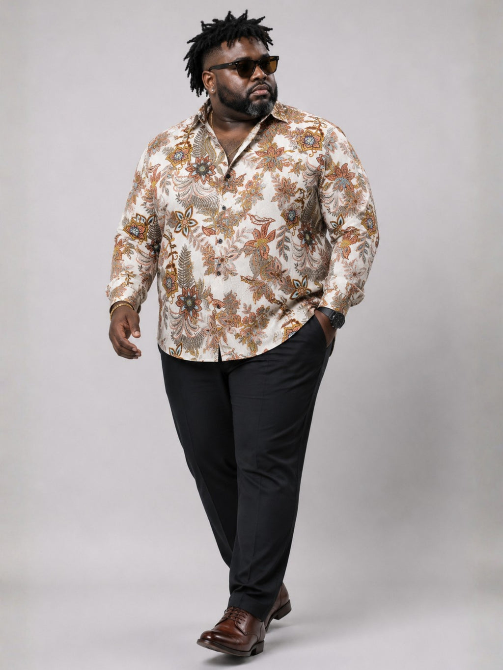 Plus Size Party Wear Satin Shirt - Cream