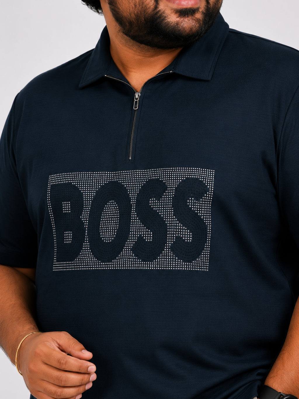 Plus Size Collar T-Shirt Party Wear - Teal Blue
