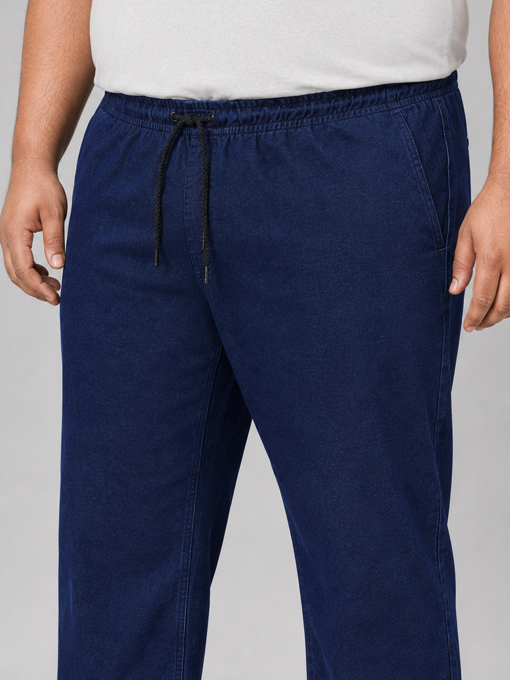 Plus Size Indigo Knitted Track Pant - Navy Blue