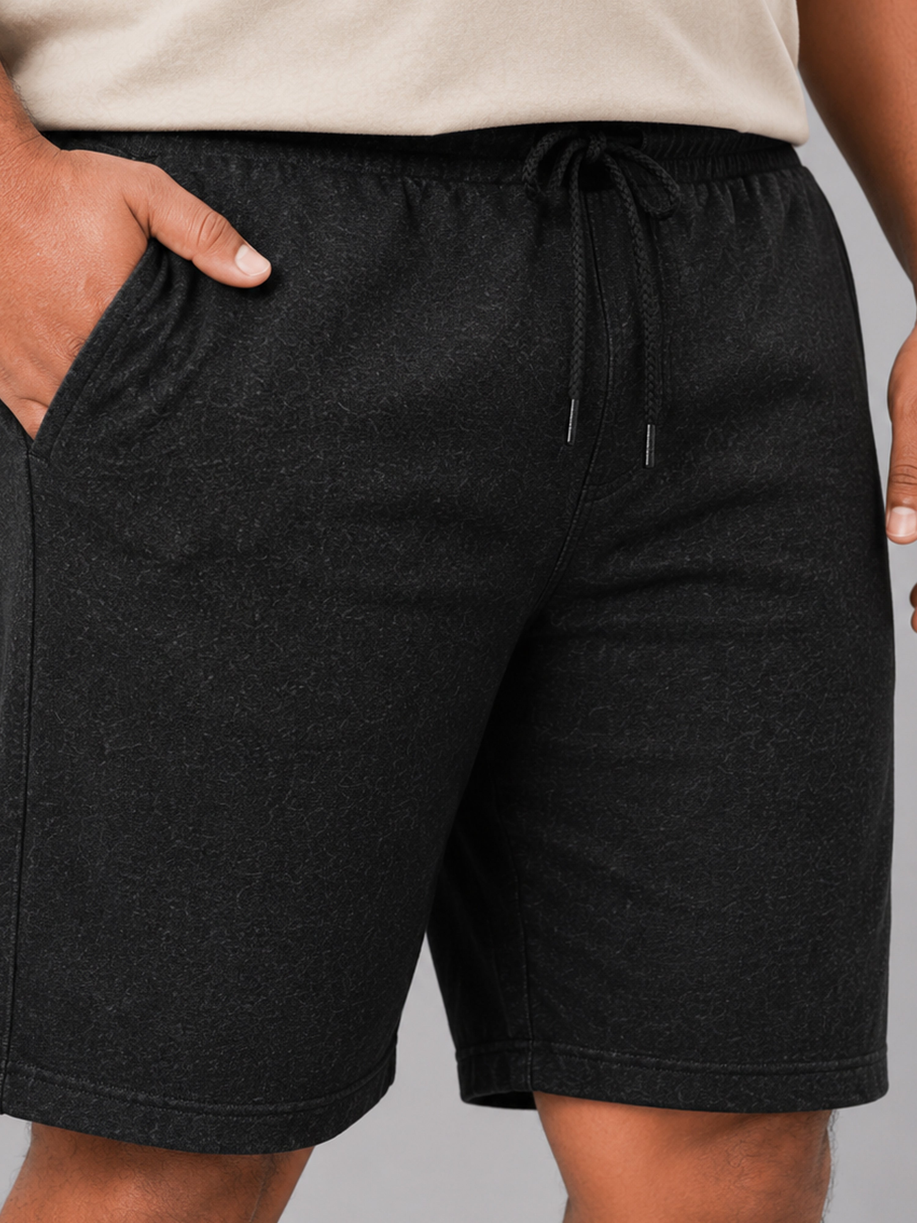 Plus Size Indigo Knitted Shorts - Black