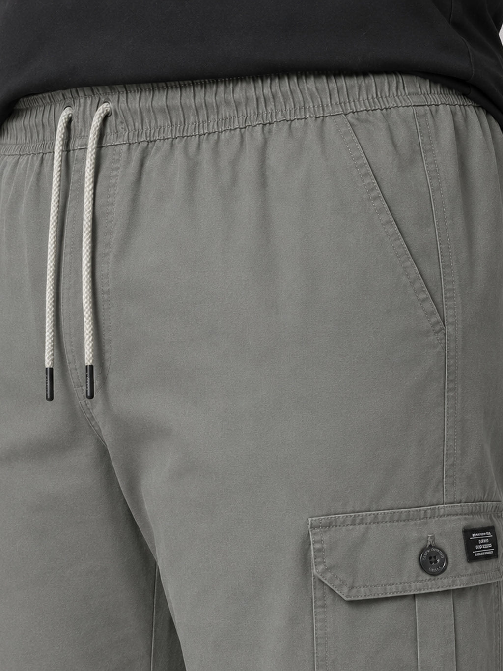 Plus Size 6 Pocket Cargo Pants - Olive Grey