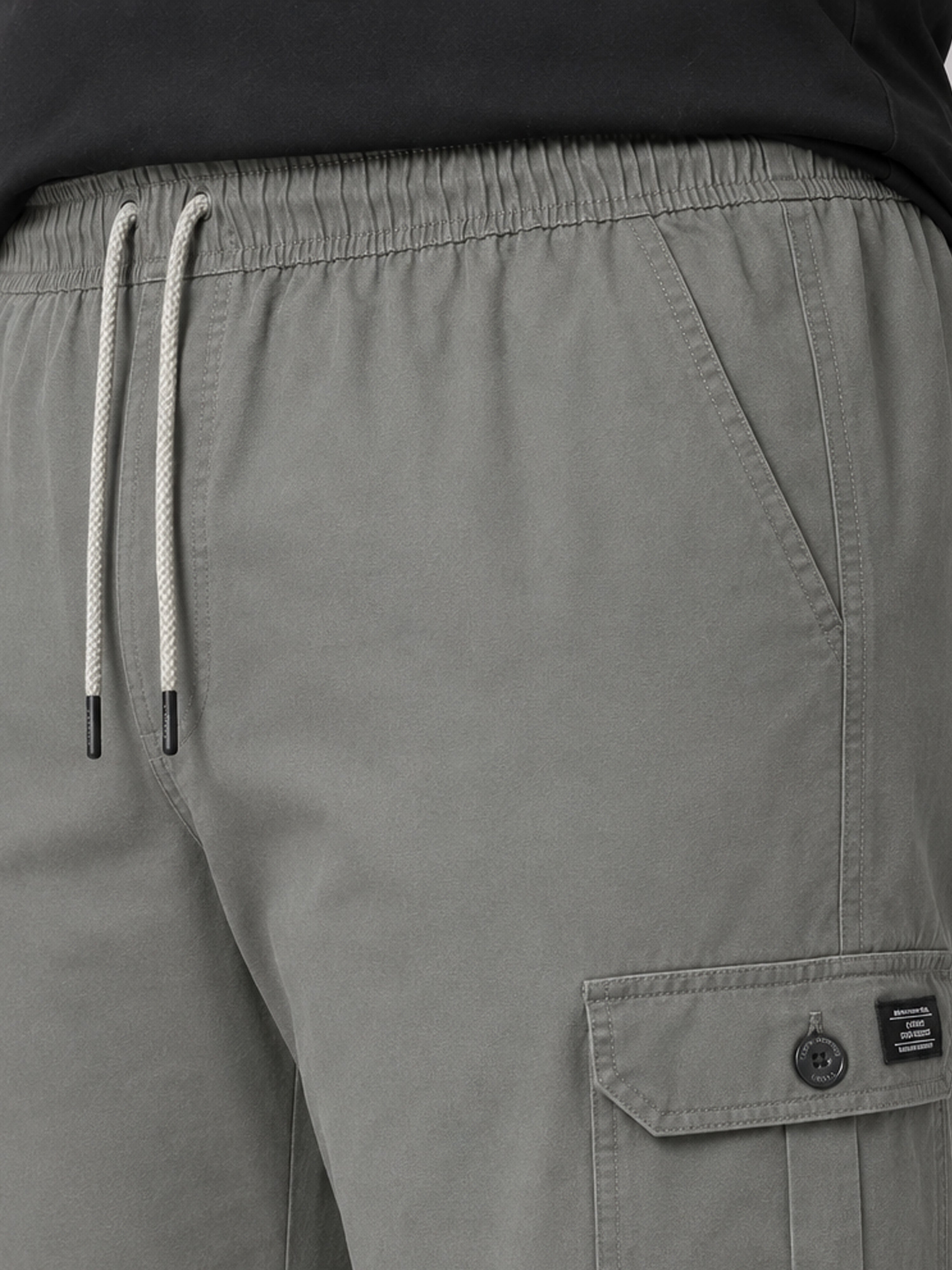 Plus Size 6 Pocket Cargo Pants - Olive Grey