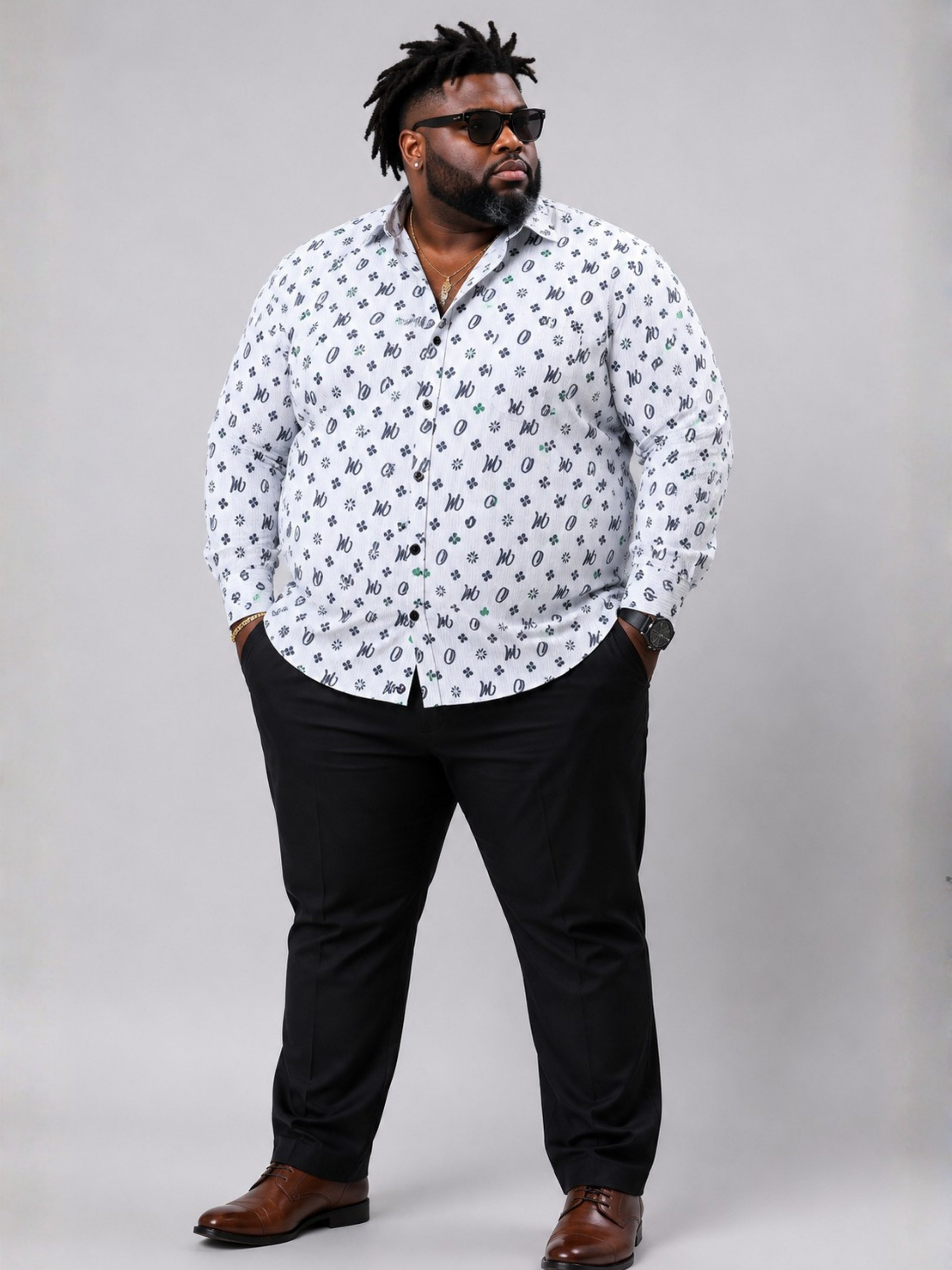 Plus Size Party Wear Satin Shirt - White
