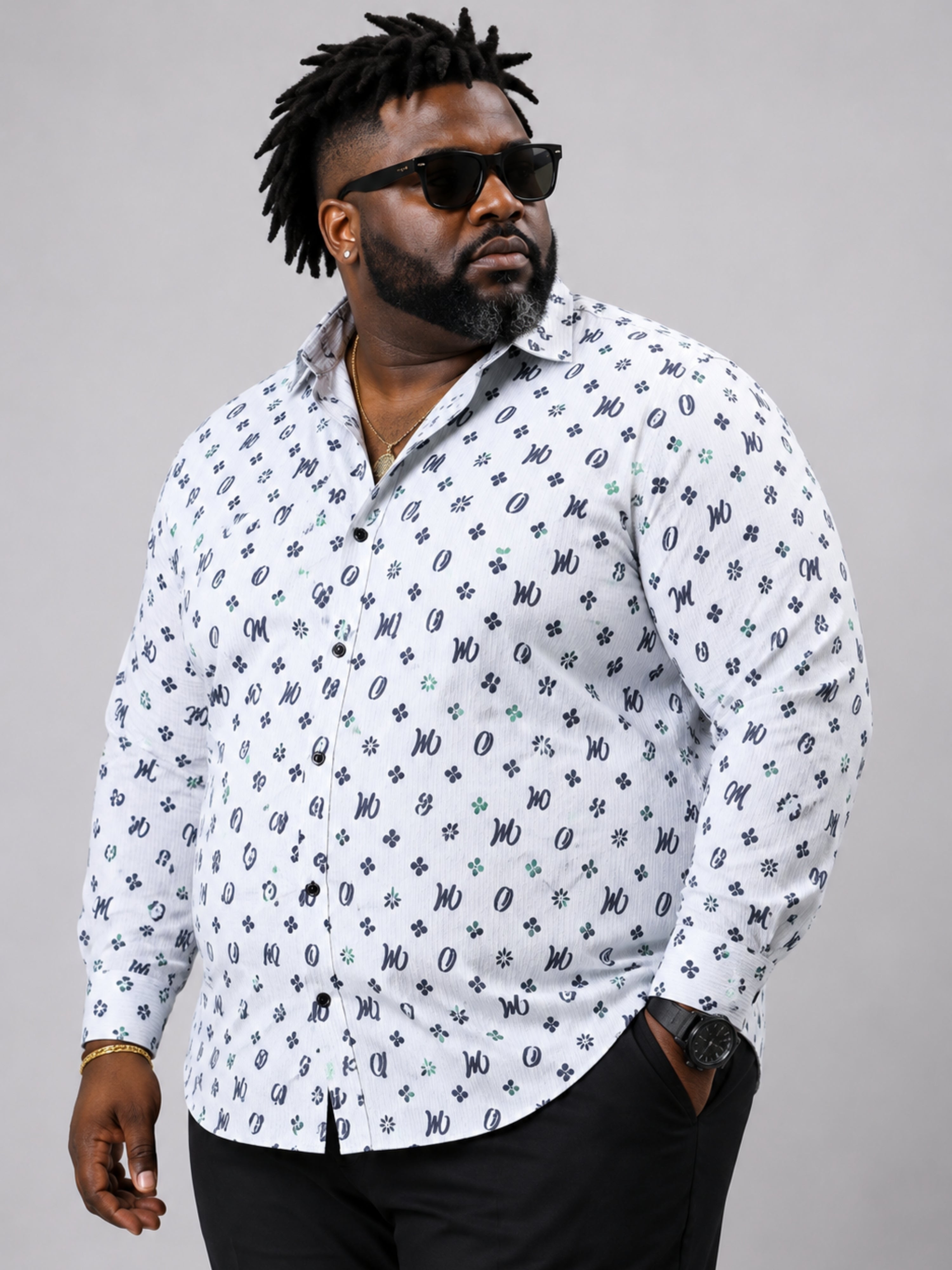 Plus Size Party Wear Satin Shirt - White