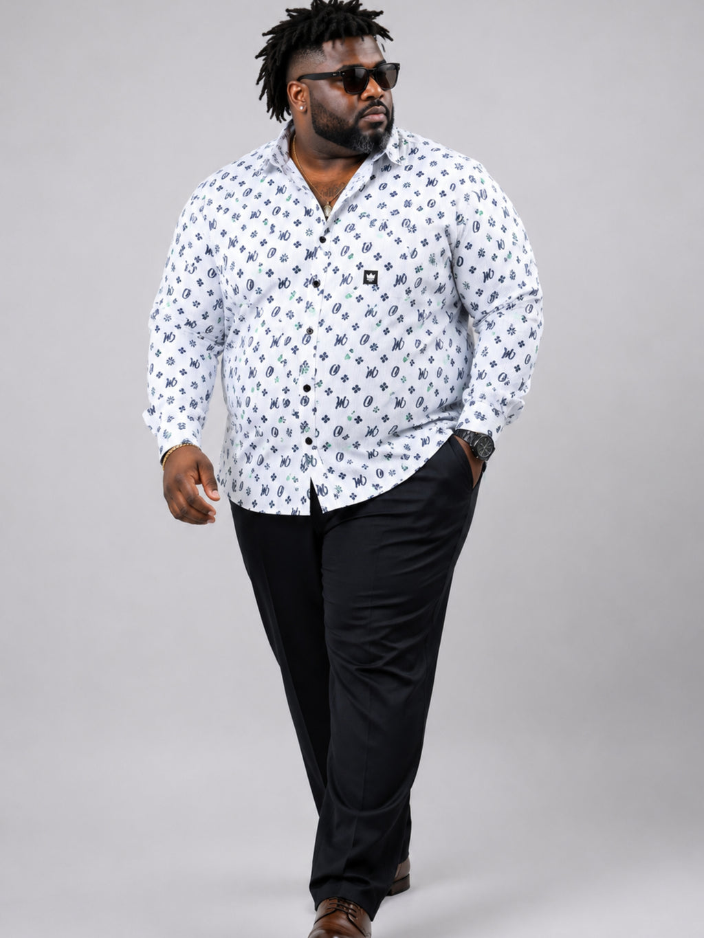 Plus Size Party Wear Satin Shirt - White