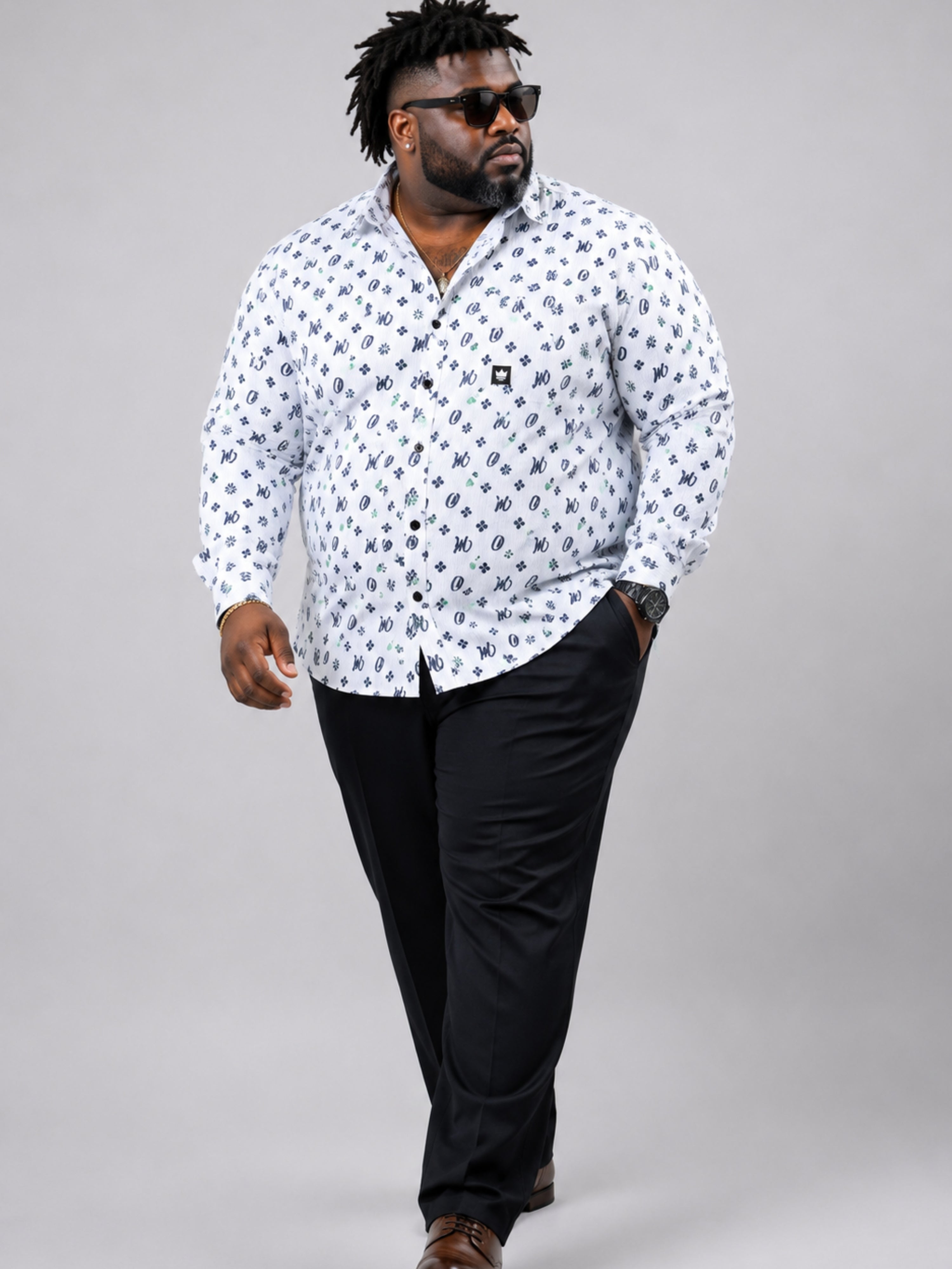 Plus Size Party Wear Satin Shirt - White