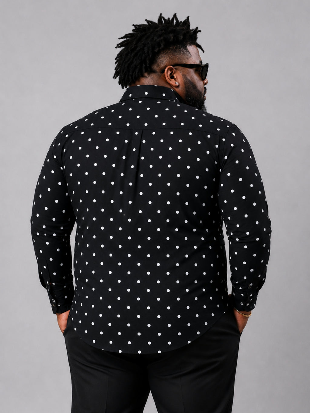 Plus Size Party Wear Satin Shirt - Black