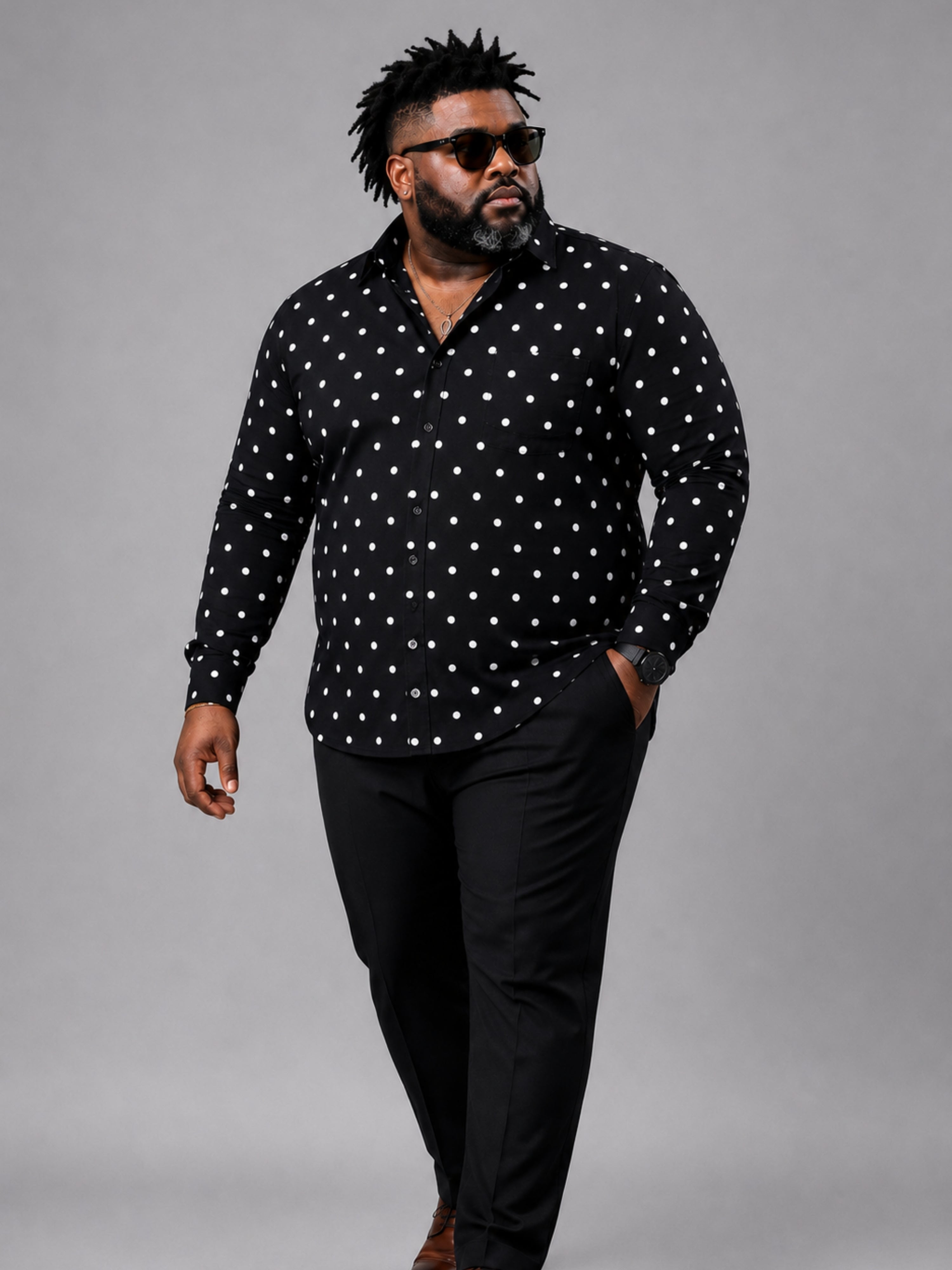 Plus Size Party Wear Satin Shirt - Black