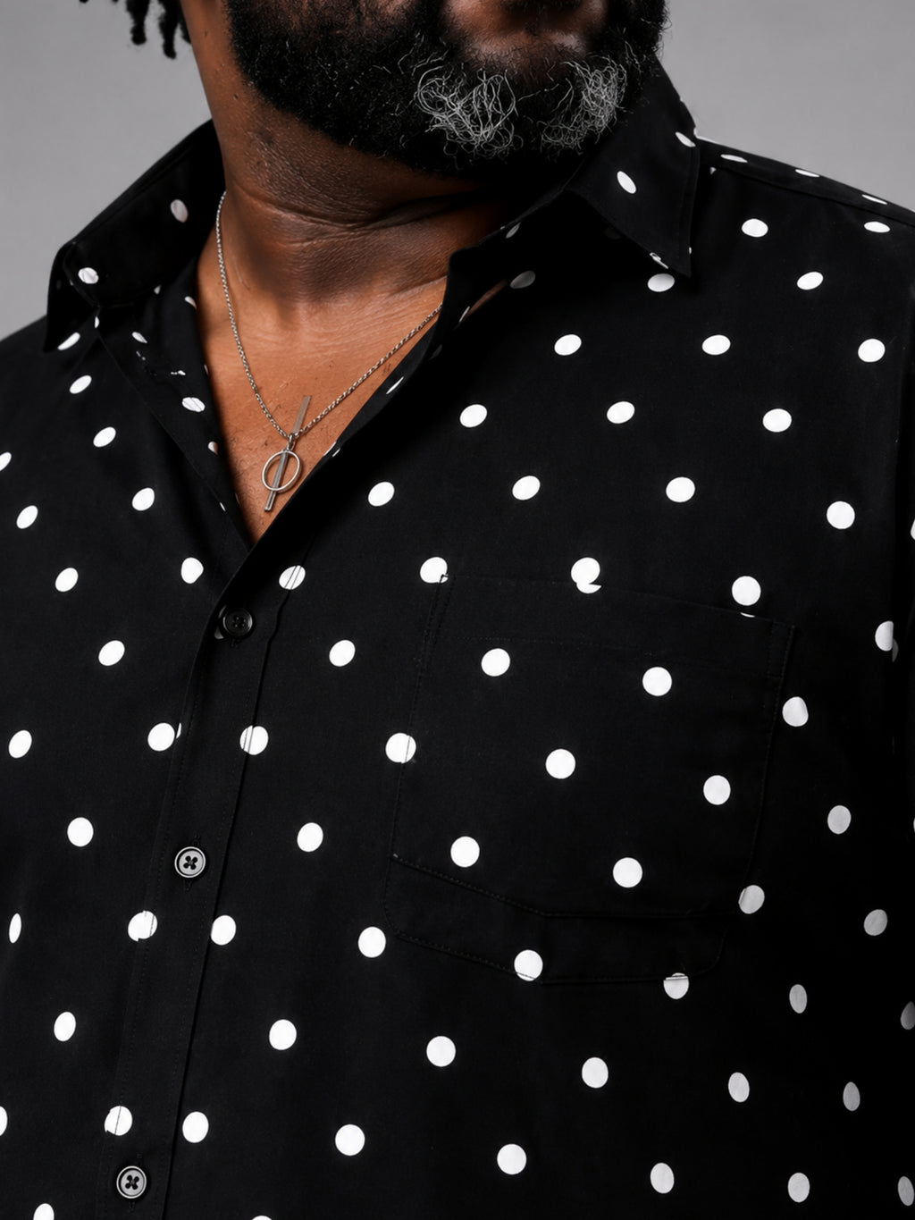 Plus Size Party Wear Satin Shirt - Black