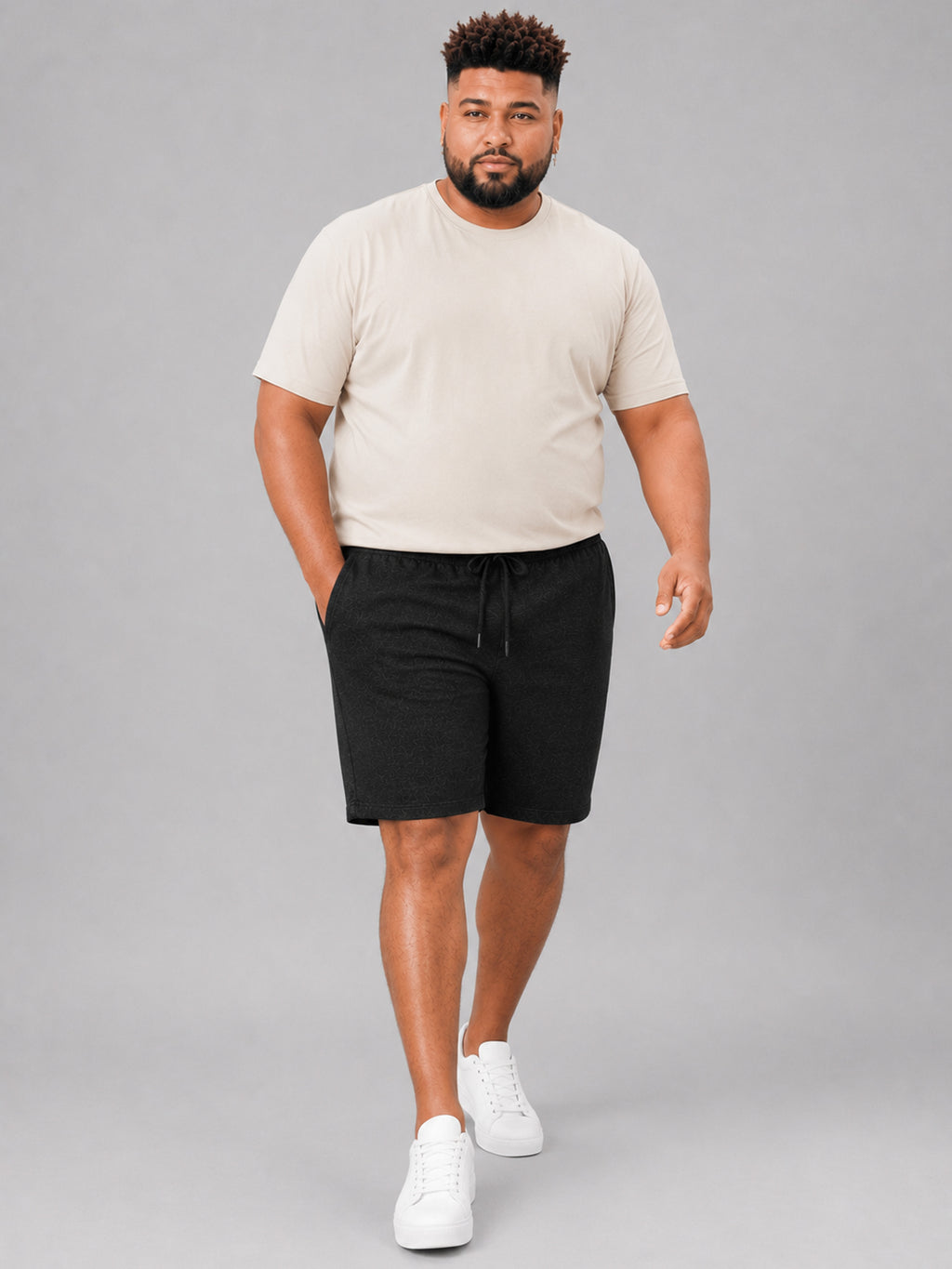 Plus Size Indigo Knitted Shorts - Black