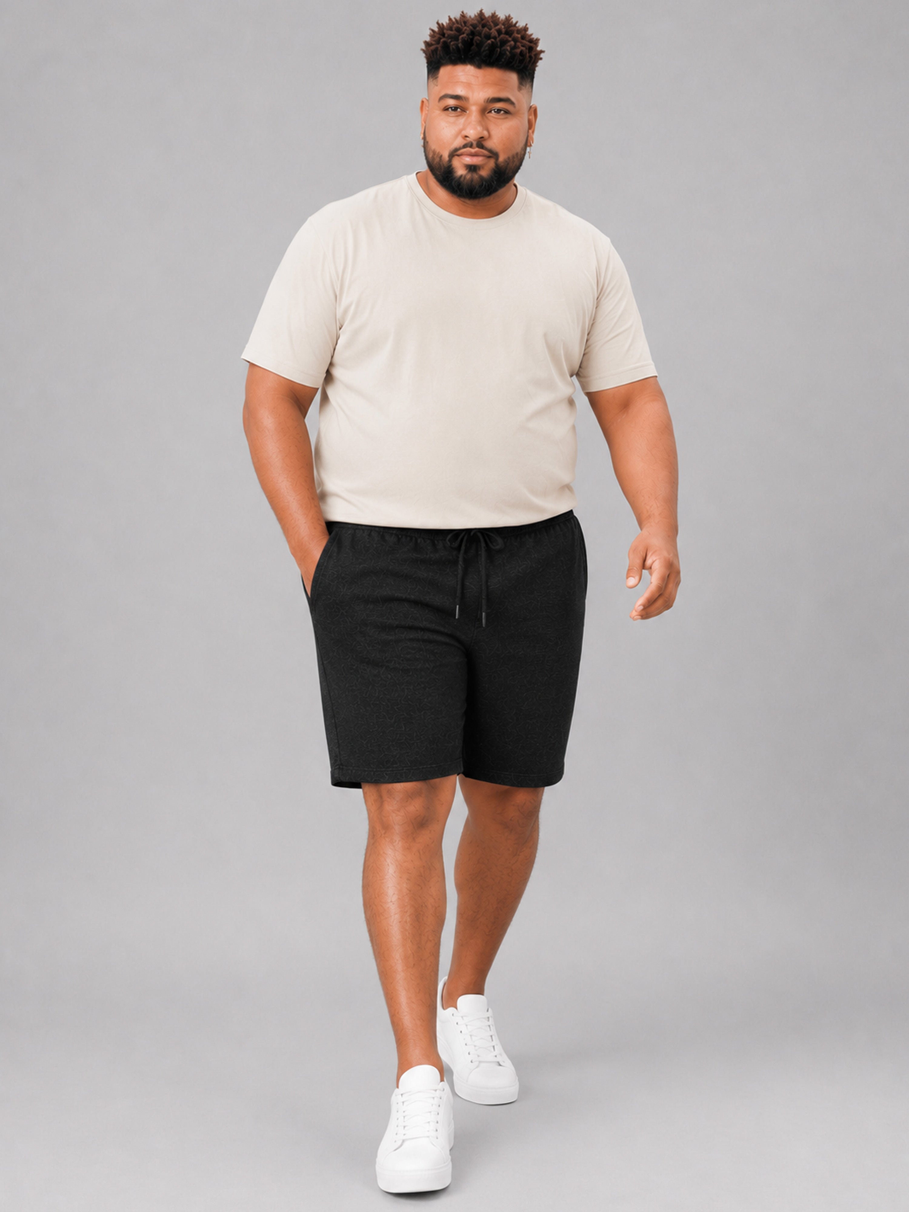 Plus Size Indigo Knitted Shorts - Black