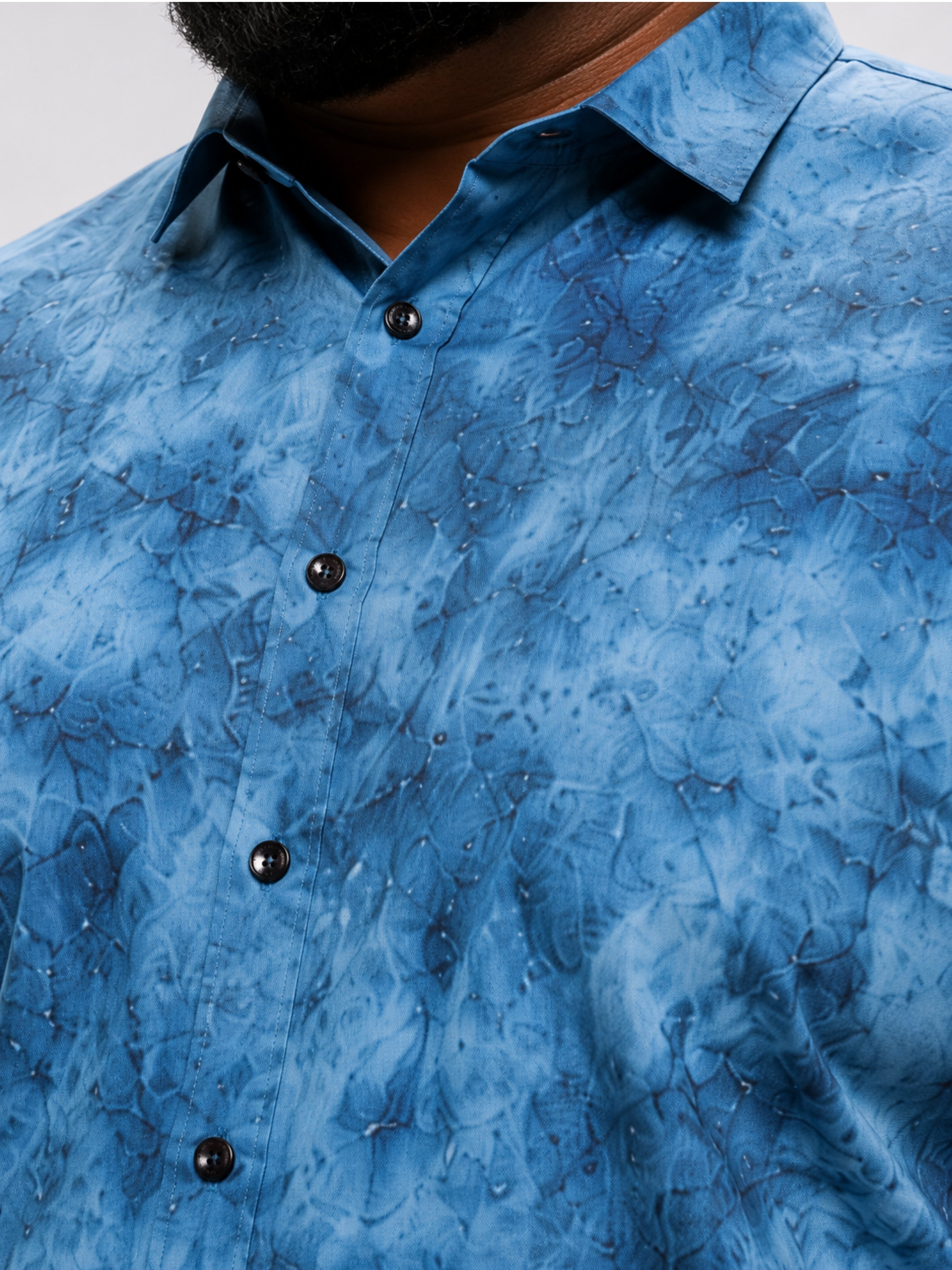 Plus Size Party Wear Satin Shirt - Sky Blue