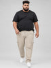 Plus Size 6 Pocket Cargo Pants - Beige