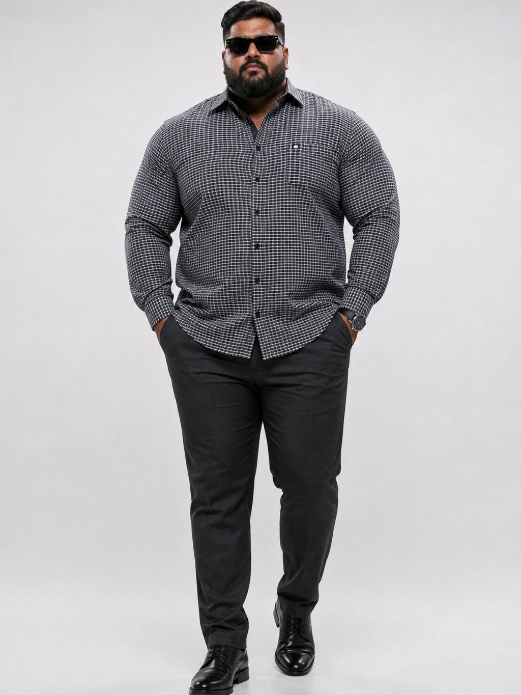 Plus Size Party Wear Satin Shirt - Black
